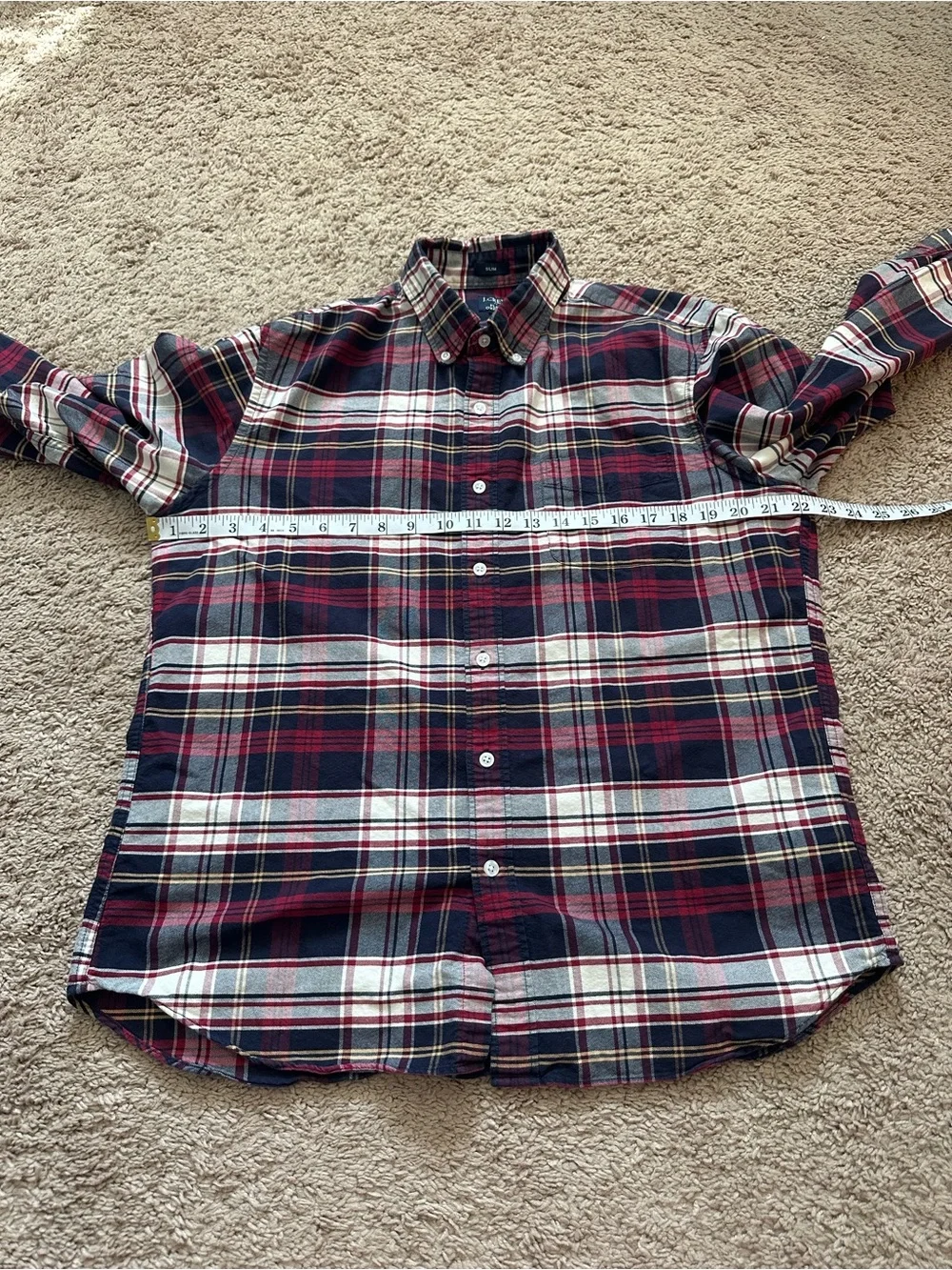 J. Crew Slim Flex Oxford Button Down Shirt Mens Large Plaid Long Sleeve